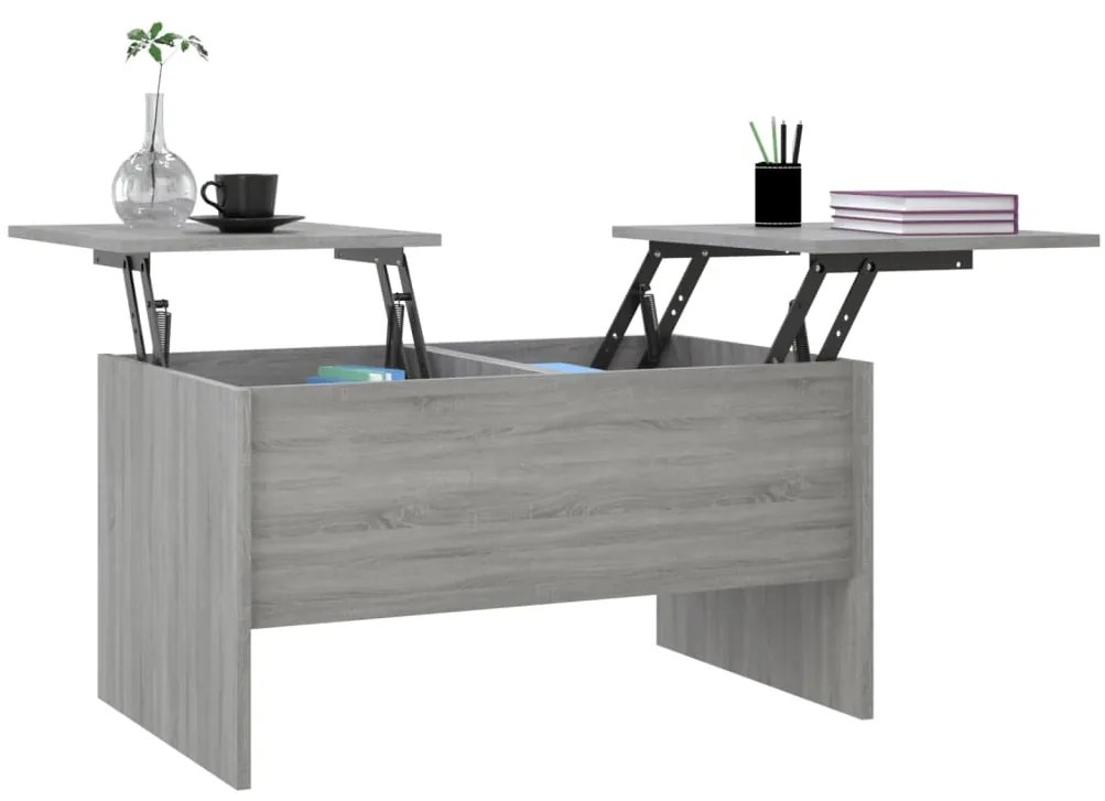Mesa de centro80x50x42,5cm derivados de madeira cinzento sonoma