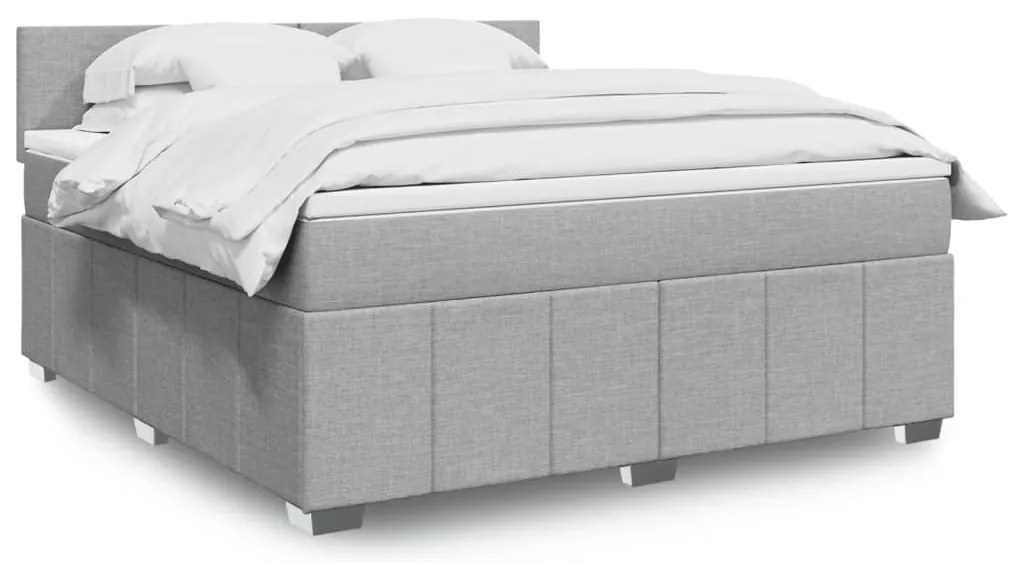 vidaXL Cama com molas/colchão 180x200 cm tecido cinzento-claro