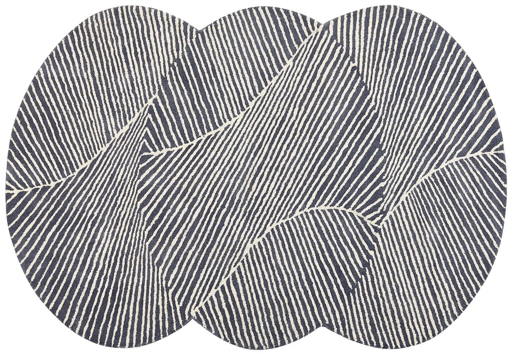 Tapete oval de lã branco e cinzento grafite 140 x 200 cm ZABOL Beliani