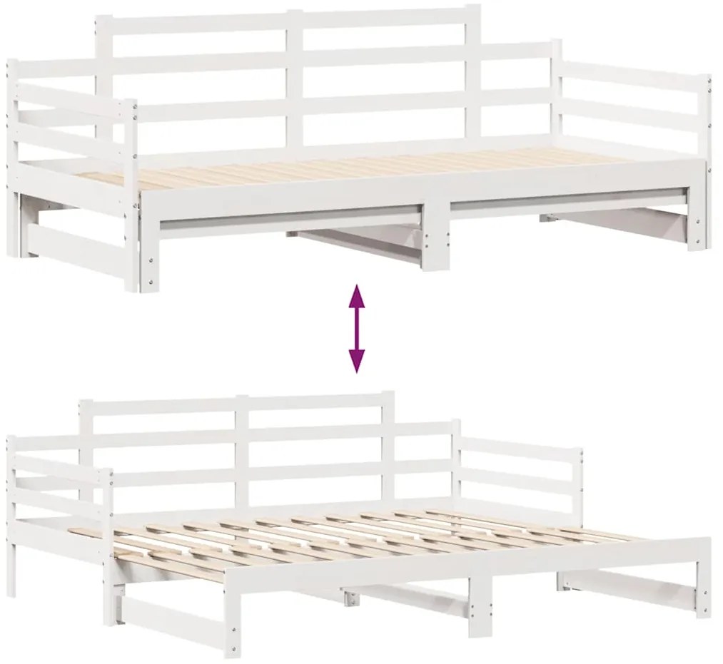 Sofá-cama com gavetão e gavetas sem colchão 90x200 cm branco