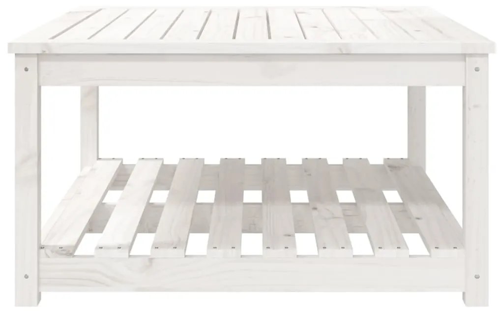 Mesa de jardim 82,5x82,5x45 cm madeira de pinho maciça branco