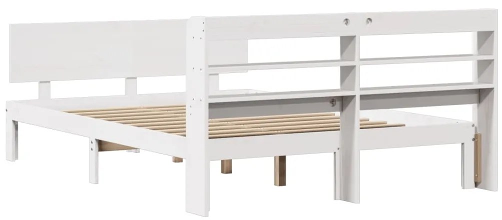 Estrutura de cama c/ cabeceira 150x200 cm pinho maciço branco
