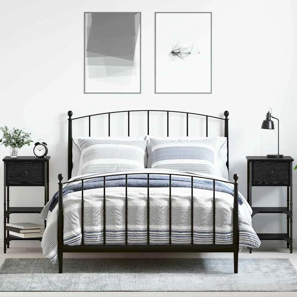 vidaXL Armário de Cabeceira 2 pcs Carvalho Preto 33,5 x 36 x 70 cm