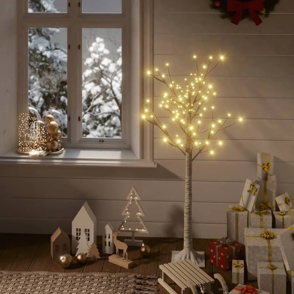 328672 vidaXL Árvore de Natal 120 LEDs salgueiro int./ext. 1,2m branco quente