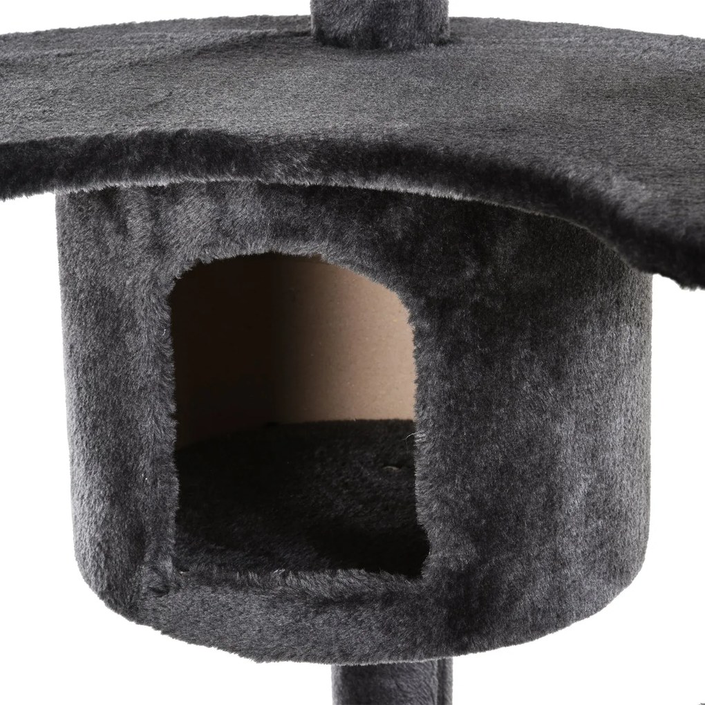 Árvore de gato estável com postes Raspador Pelúcia sisal 65x50x155 cinza escuro