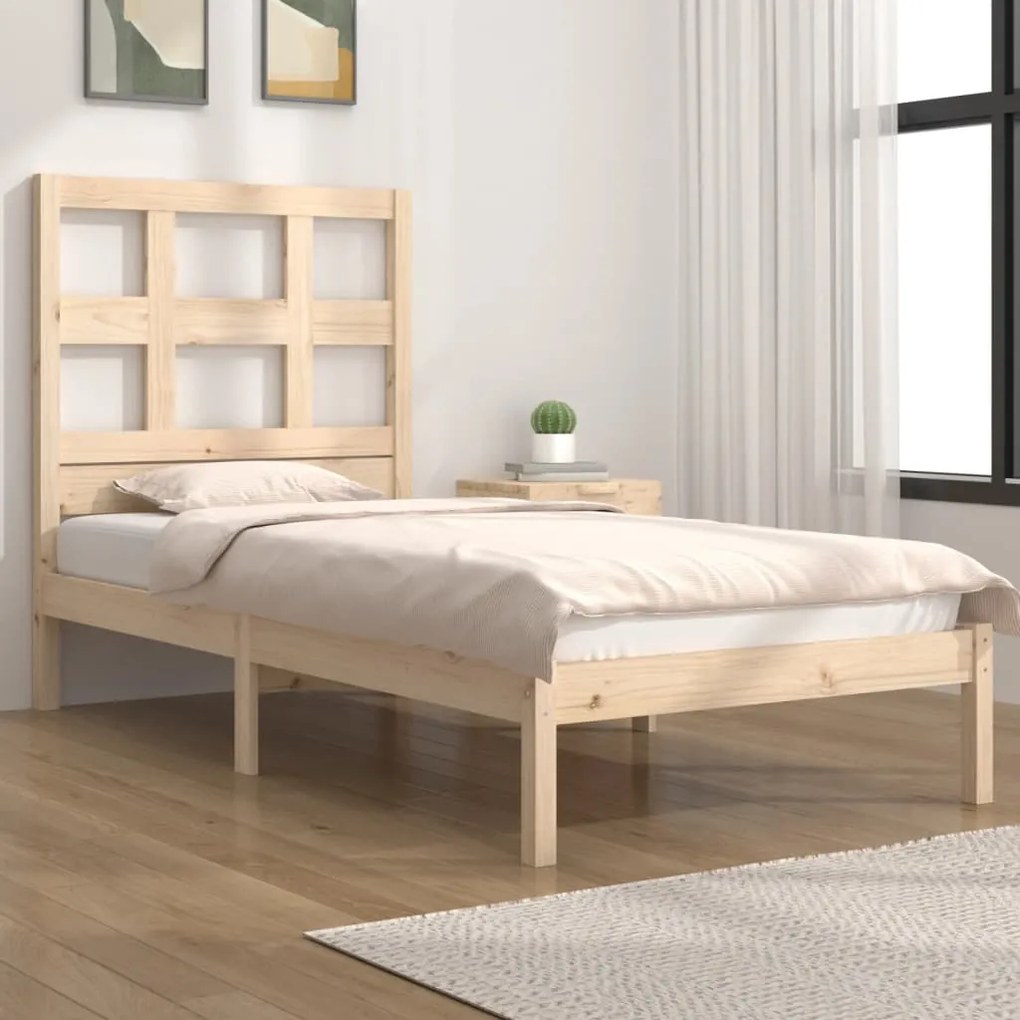vidaXL Cama sem colchão 75x190 cm madeira de pinho maciça