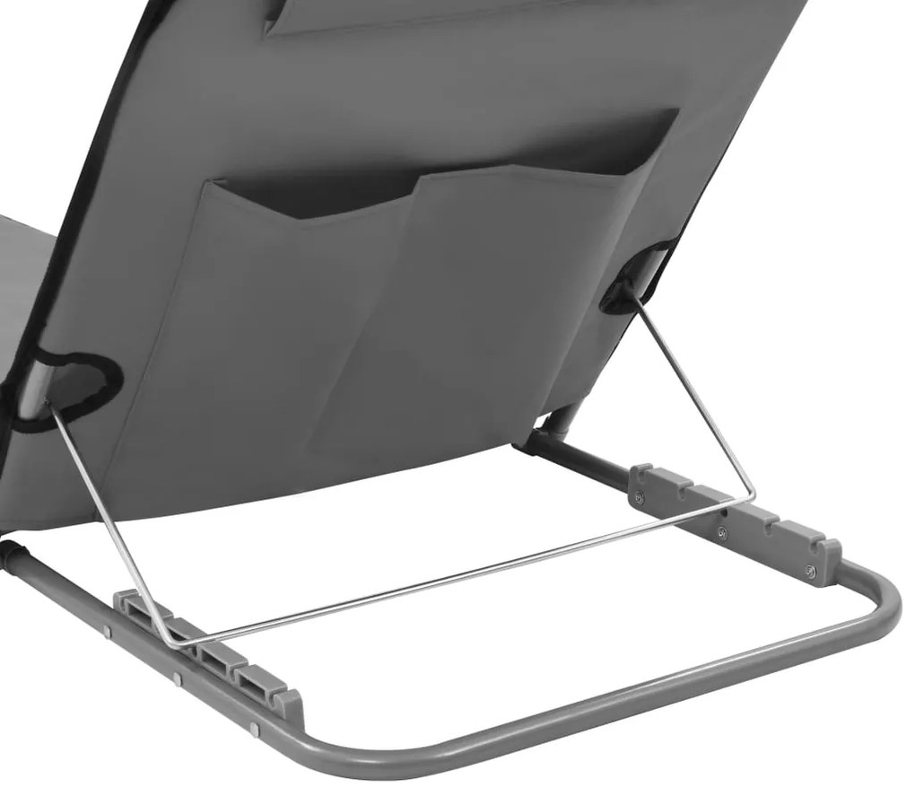 Colchões de praia dobráveis 2 pcs aço e tecido cinzento