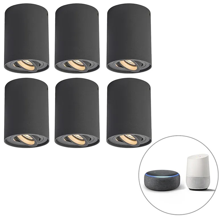 LED Conjunto de 6 pontos smart cinza escuro incl. Wifi GU10 - Rondoo up Moderno,Design