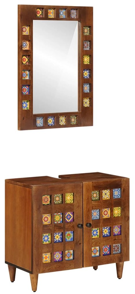 vidaXL Conjunto de Móveis para Banheiro com porta 2 pcs Nogueira