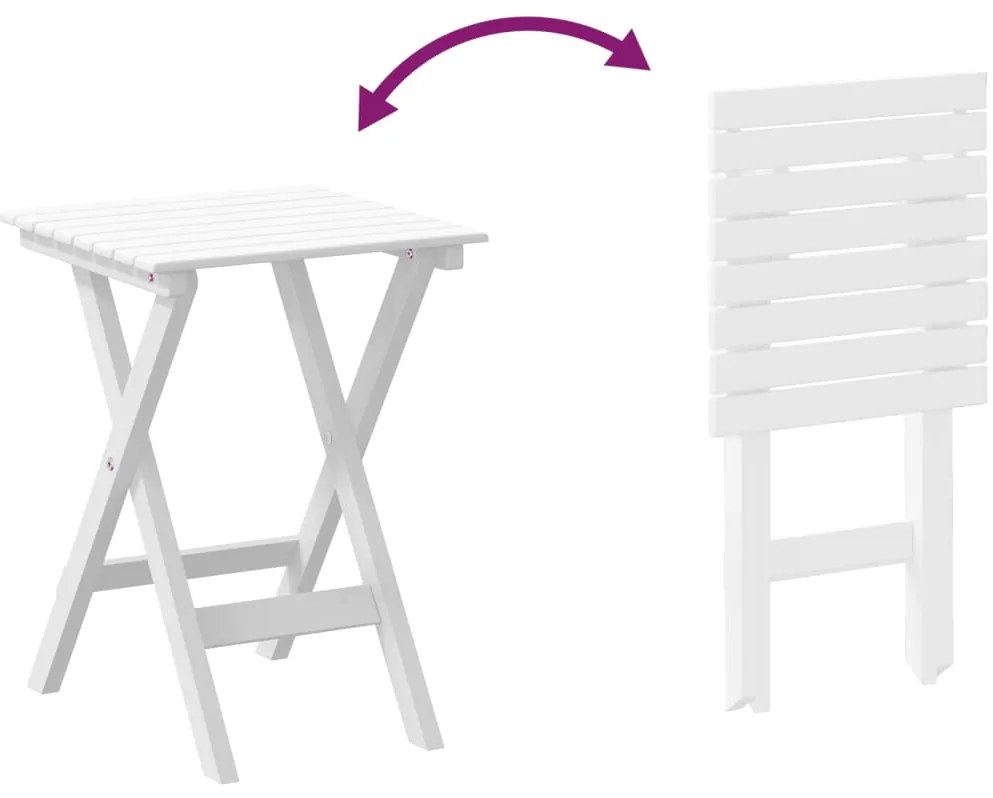 Cadeiras de baloiço 2 pcs c/ mesa dobrável álamo maciço branco