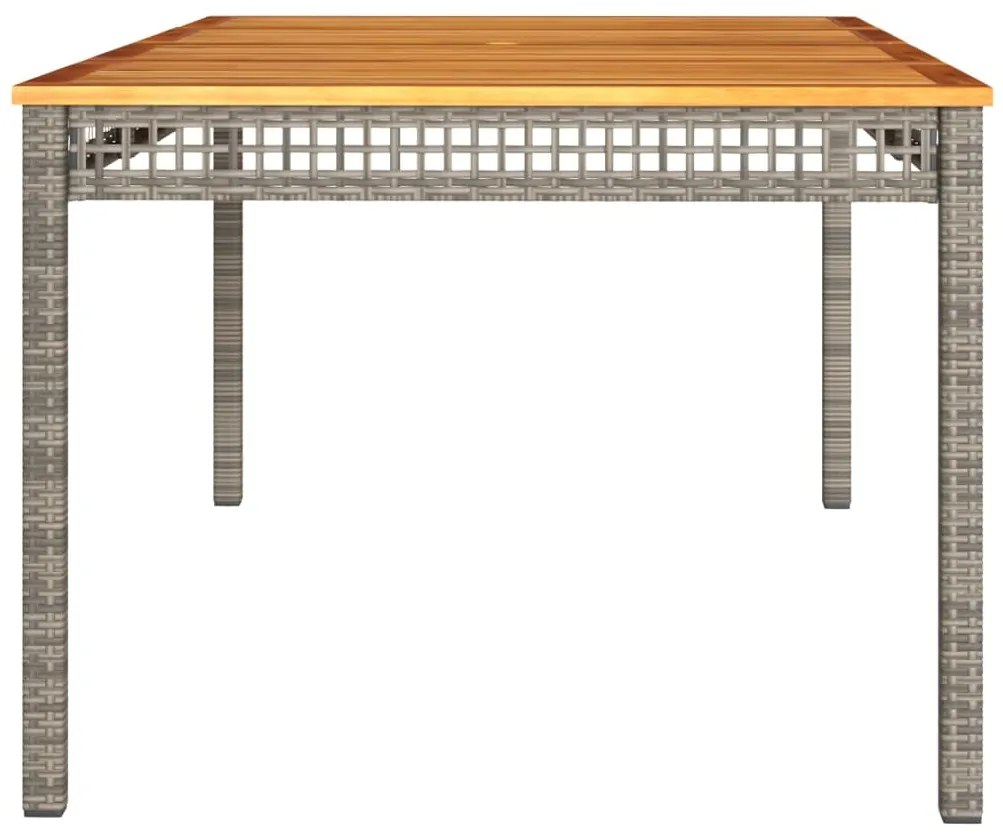 Mesa de jardim 180x90x75cm vime PE e madeira de acácia cinzento