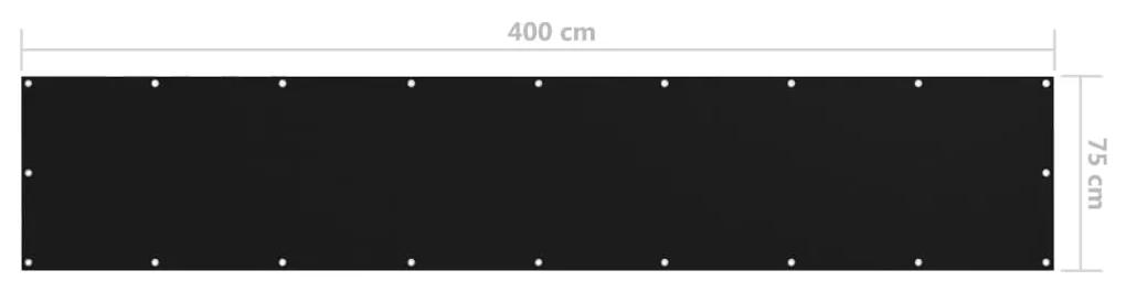 Tela de varanda 75x400 cm tecido oxford preto
