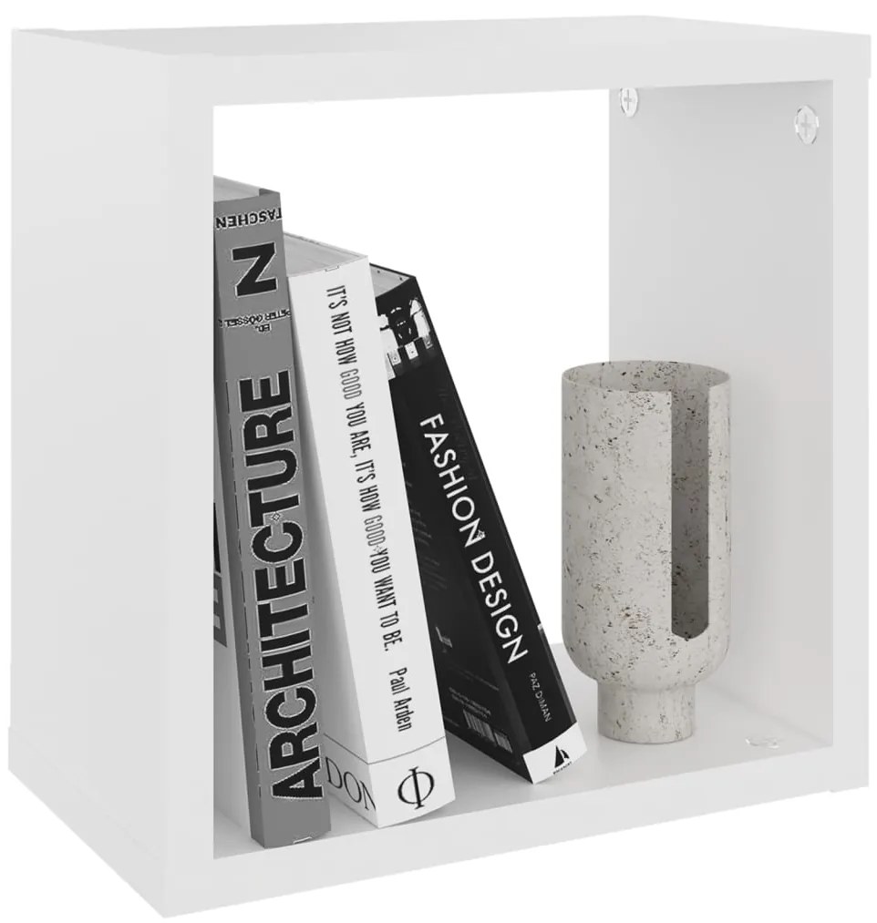 Prateleiras de parede em forma de cubo 4 pcs 26x15x26 cm branco