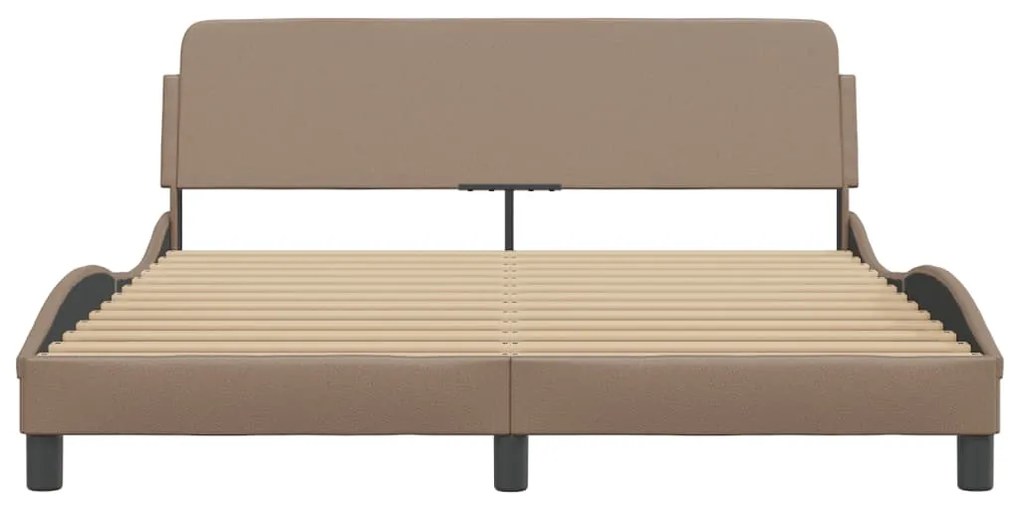 Estrutura cama cabeceira 160x200 cm couro artificial cappuccino