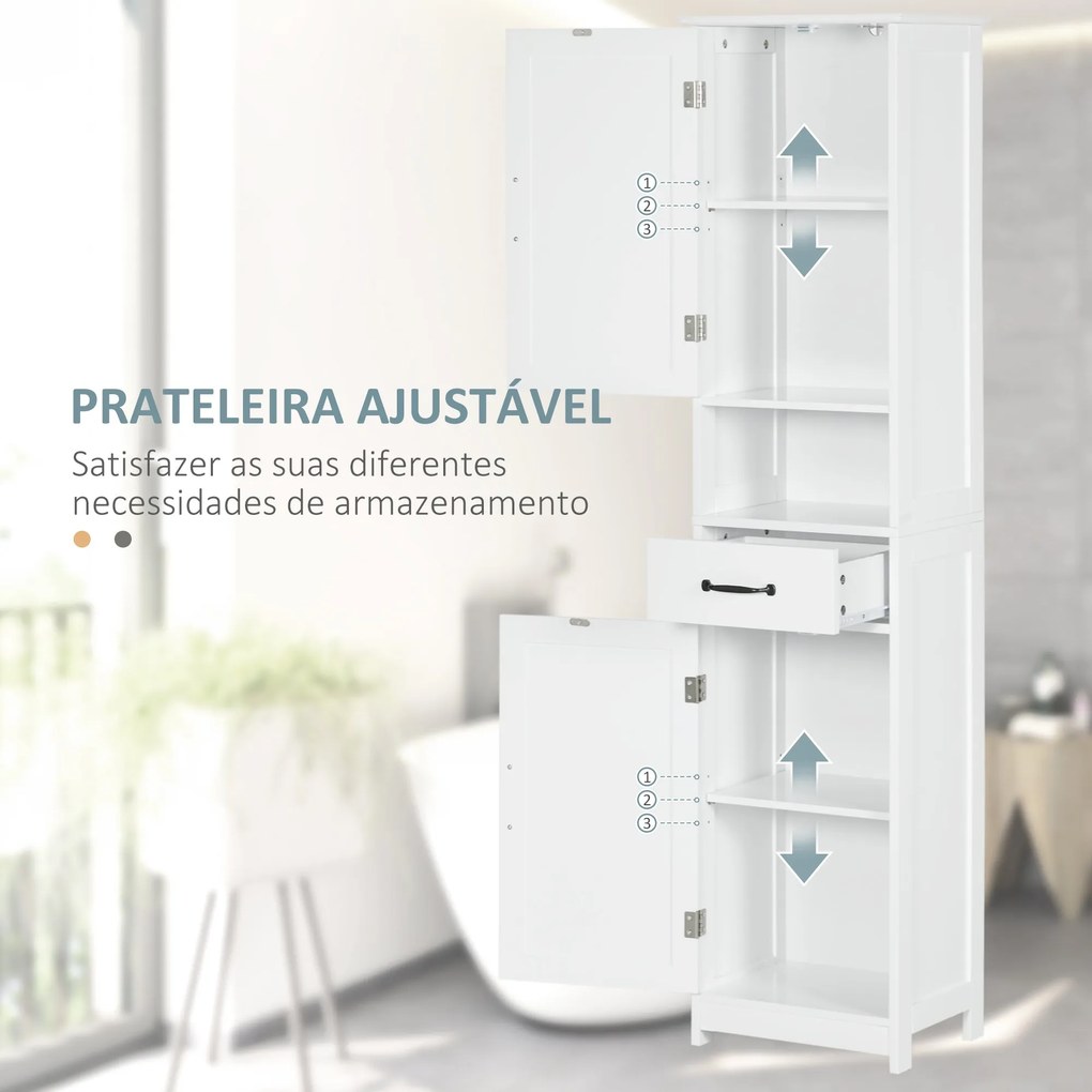 kleankin Coluna de Casa de Banho Móvel Auxiliar de Casa de Banho com 2
