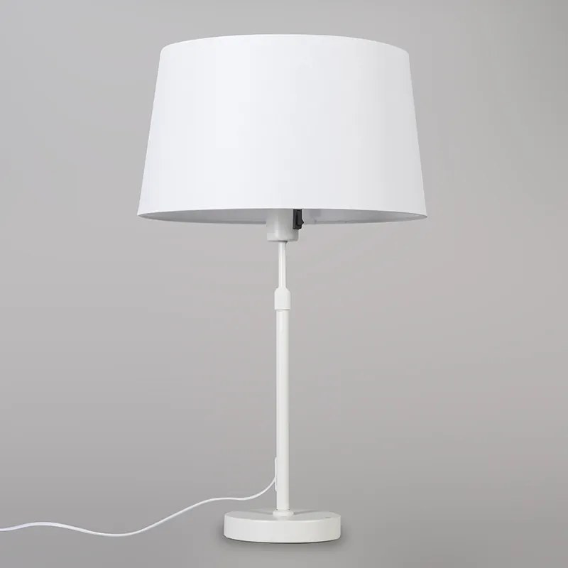 Candeeiro de mesa branco com cúpula branca 35 cm ajustável - Parte Moderno