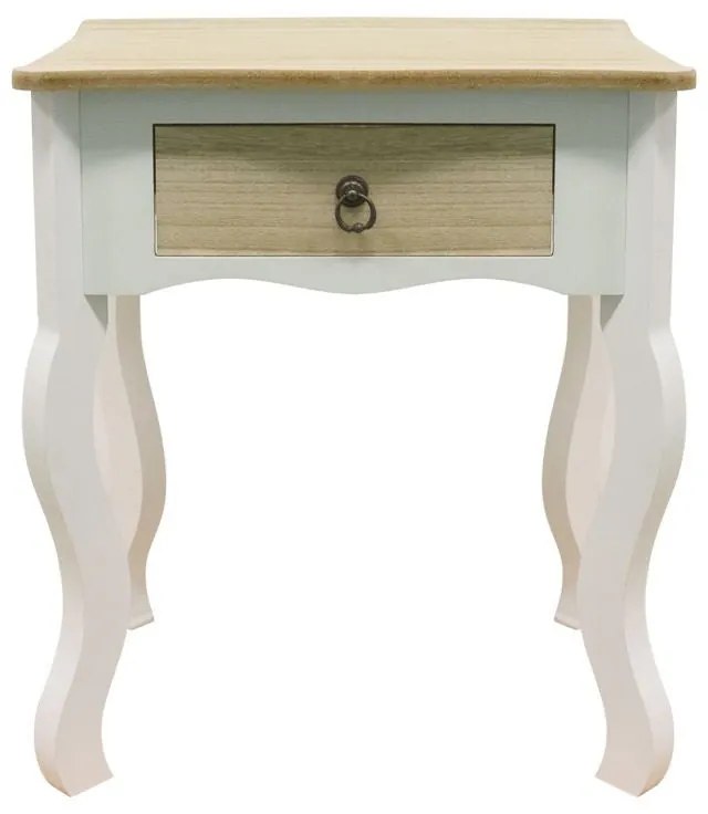 Mesa de Cabeceira Louge - Branco/Carvalho - Design Clássico