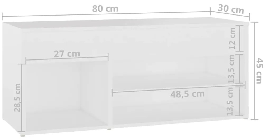 Banco sapateira 80x30x45 cm derivados de madeira branco