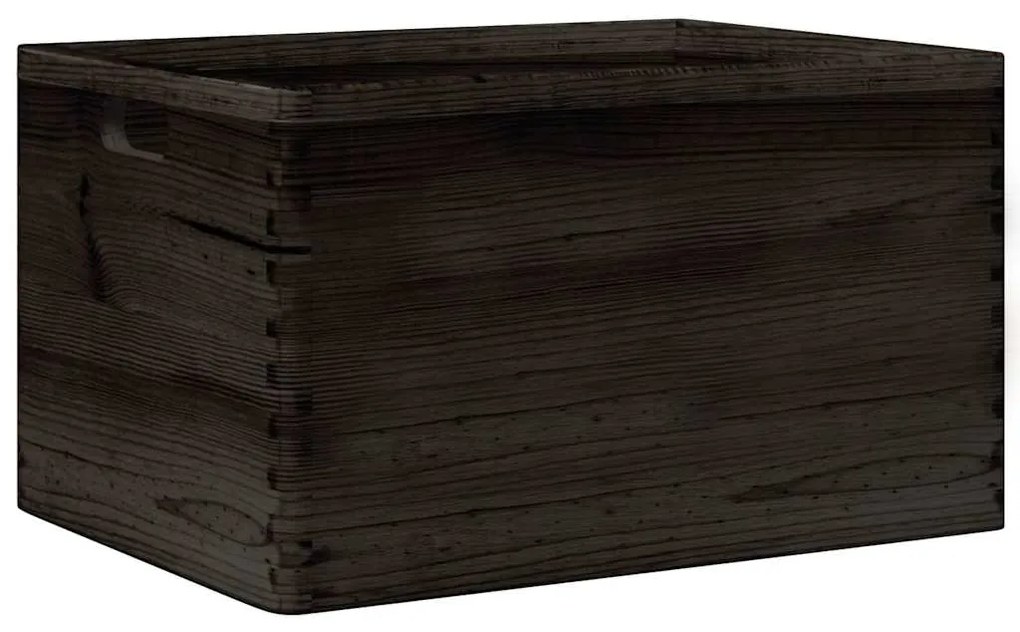 Caixa madeira com pegas preta 40x30x23 cm pinho madeira maciça
