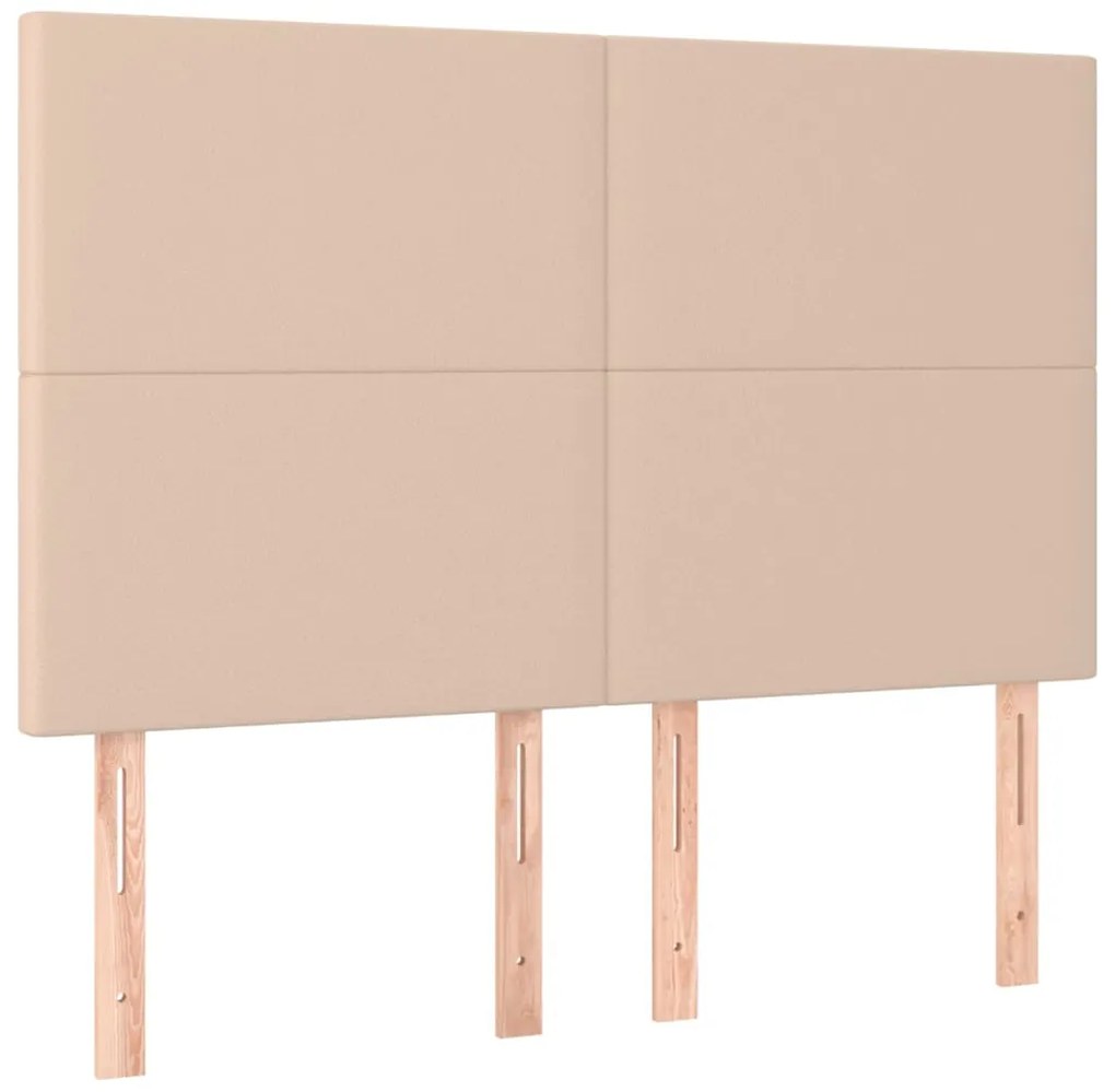 Cabeceira cama c/ LED couro artif. 144x5x118/128 cm cappuccino