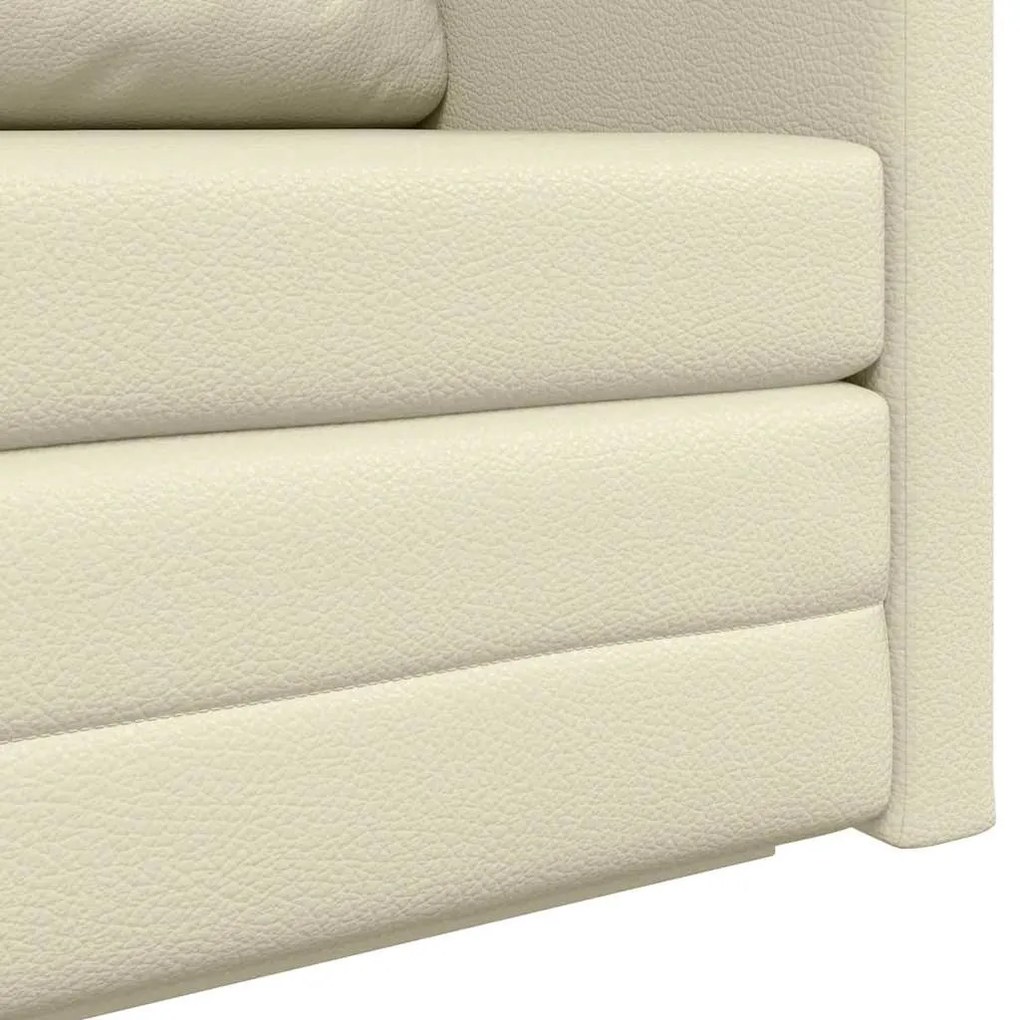 Sofá-camas 2-em-1 Creme 124x71x78 cm Couro Sintético