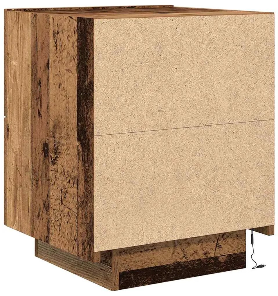 Cômodas vidaXL com Luzes LED 2 pcs Madeira Antiga 45x40x55 cm