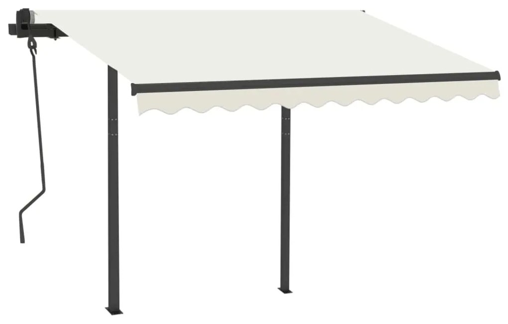 Toldo retrátil automático com postes 3,5x2,5 m cor creme