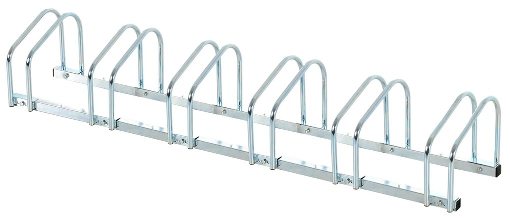 Estacionamento para 6 Bicicletas Suporte de Aço para Estacionar Bicicletas no Chão para Interior e Exterior 179x33x27 cm Prata