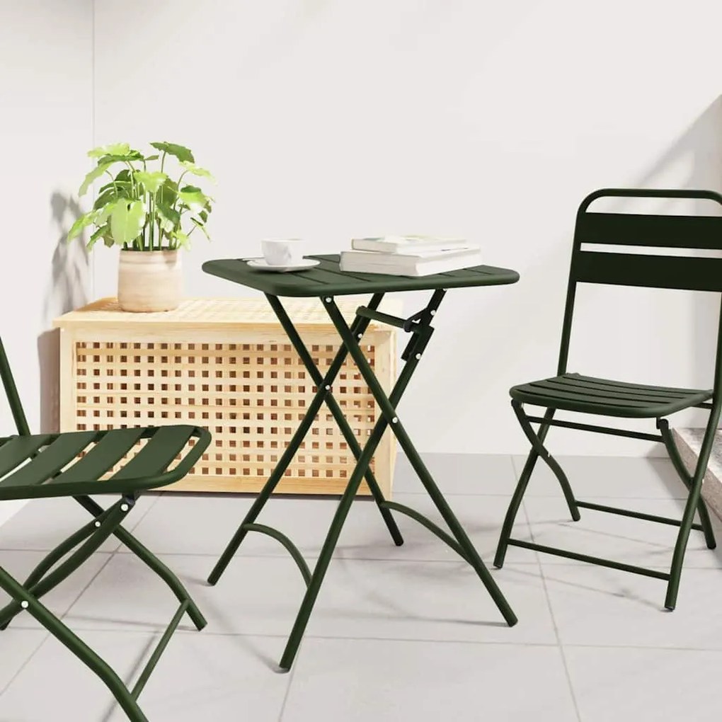 Mesa de Jardim Verde Escura Rebatível 55x55x73 cm - Aço