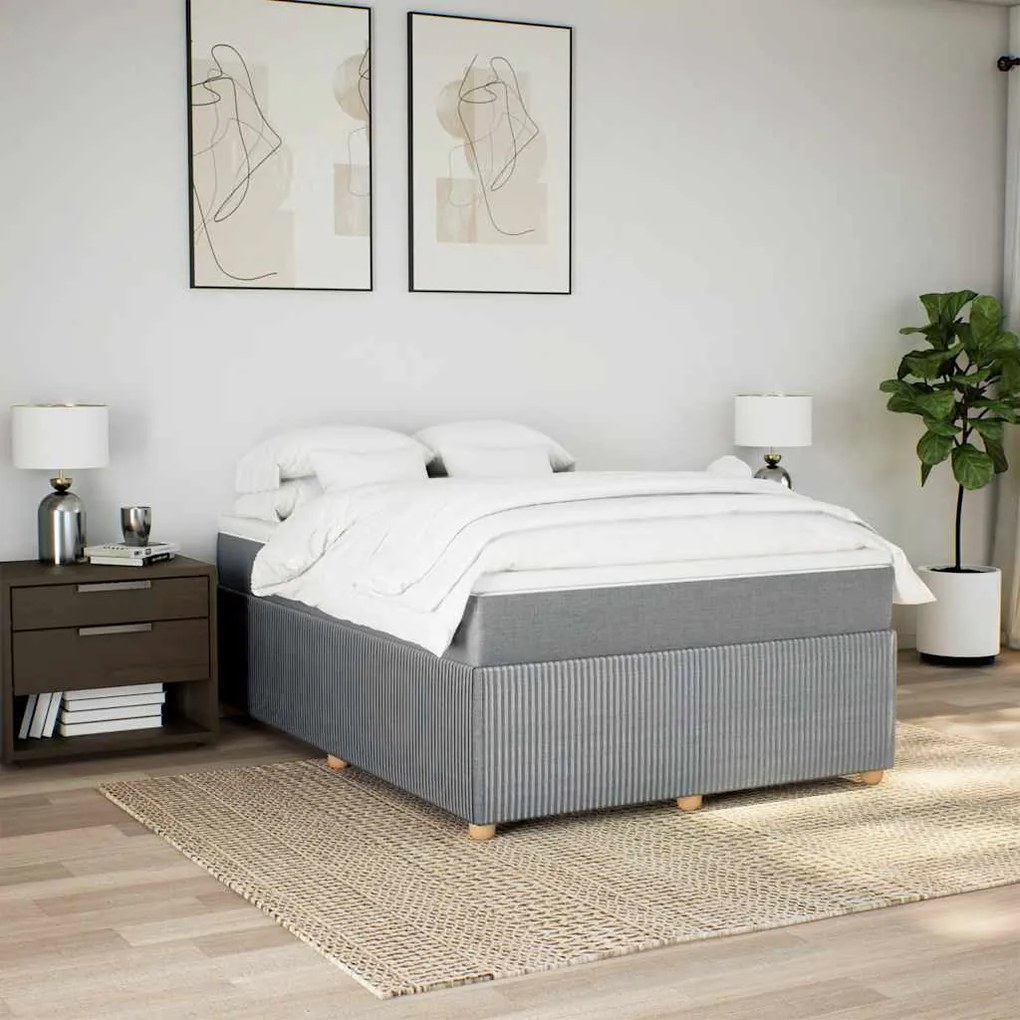 Cama com molas/colchão 140x200 cm tecido cinzento-claro