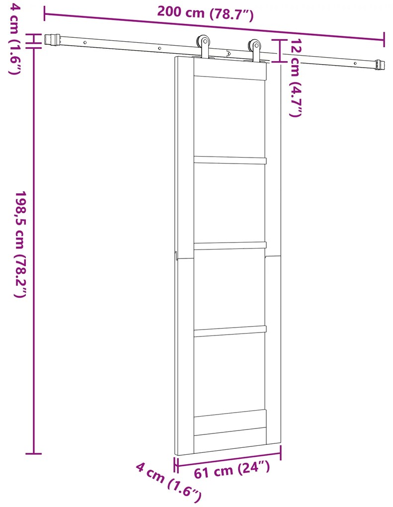 Porta Deslizante vidaXL com Conjunto de Hardware Branca 61x198,5 cm Ma