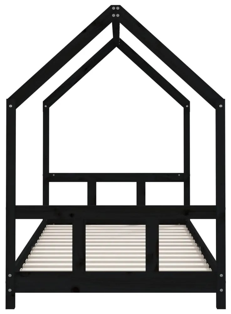 Estrutura de cama infantil 90x200 cm pinho maciço preto