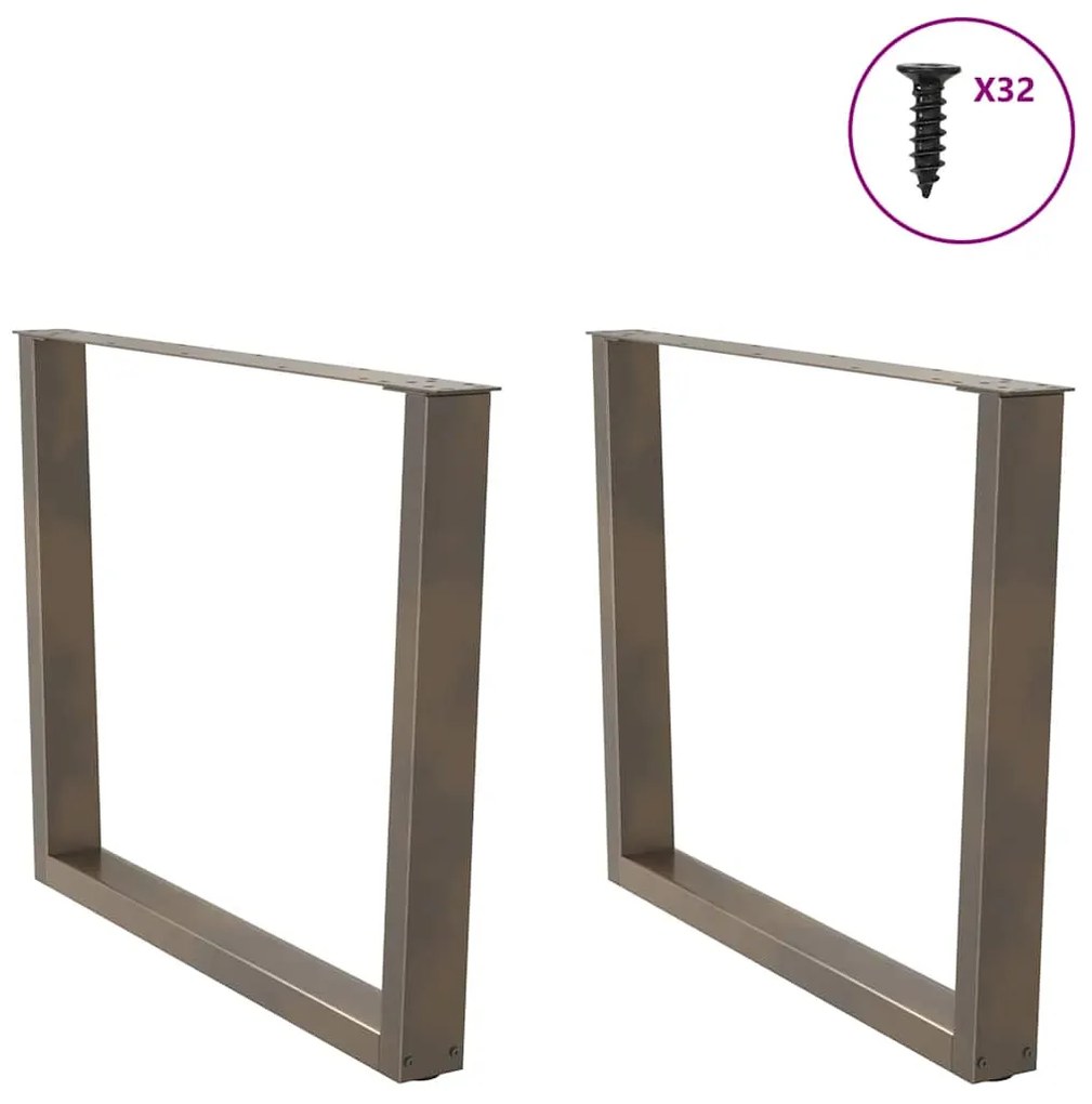 Pés para mesa de jantar em formato de V, 2 peças, aço natural, 100x(72