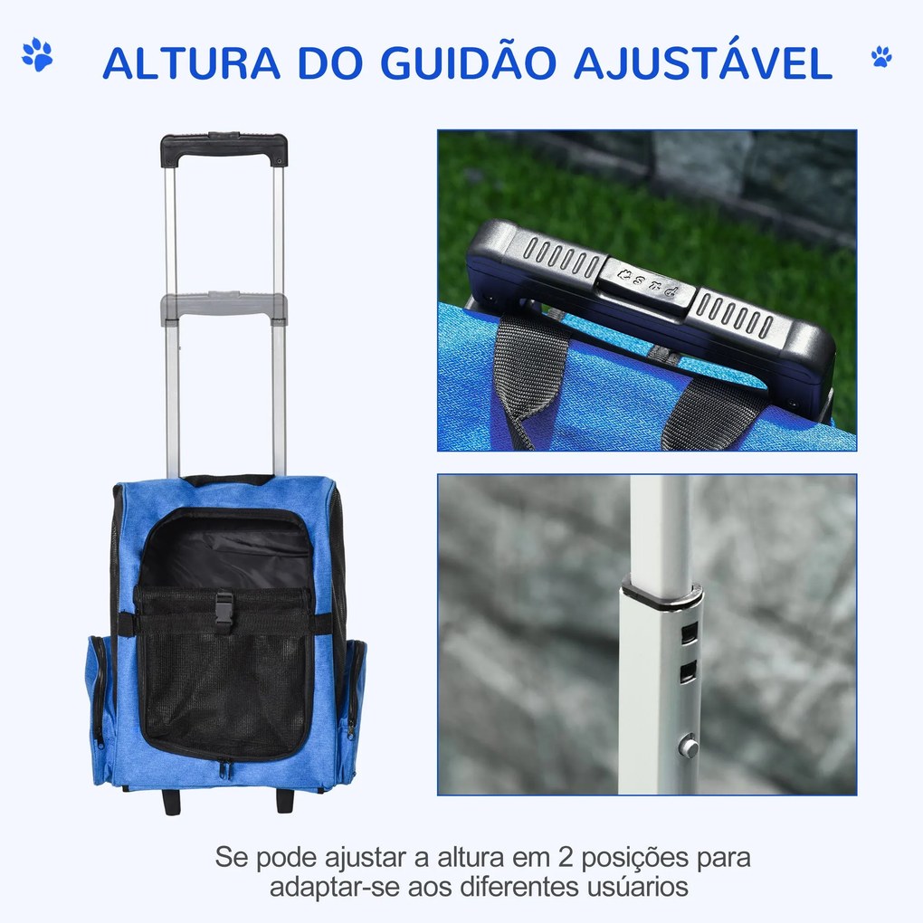 PawHut Transportadora Carrinho para Animais de Estimação 2 em 1 Mochil