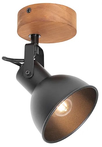 Projetores industriais pretos com madeira inclinável - Tommy