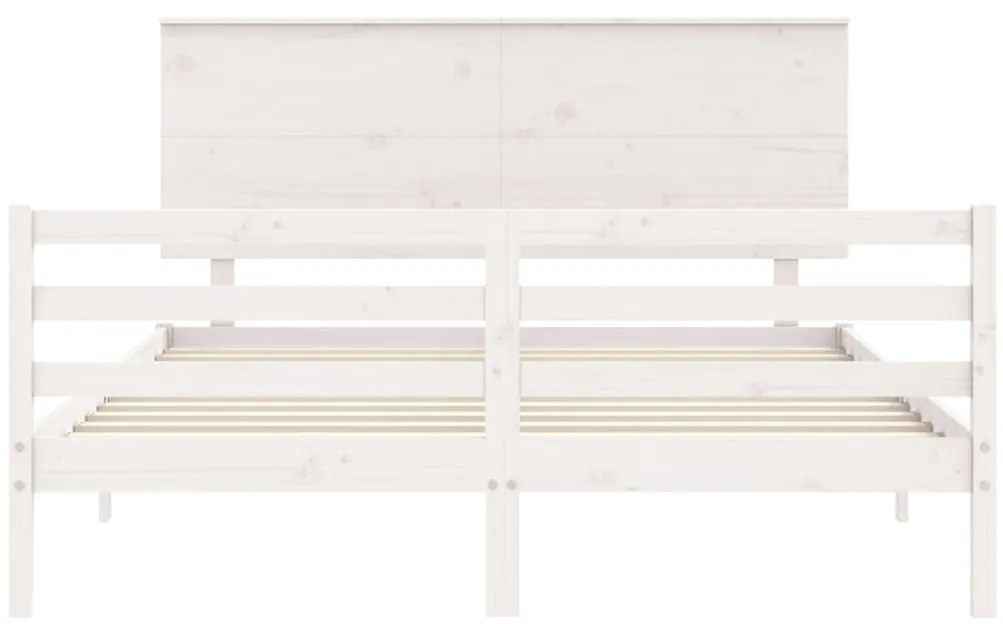 Estrutura de cama King Size com cabeceira madeira maciça branco
