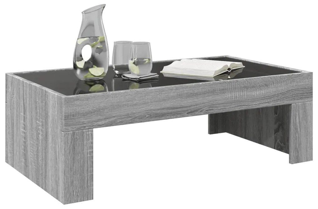 Mesa de centro luzes LED Infinity 90x50x30 cm cinzento sonoma