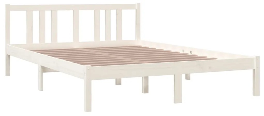 Estrutura de cama 140x200 cm madeira maciça branco