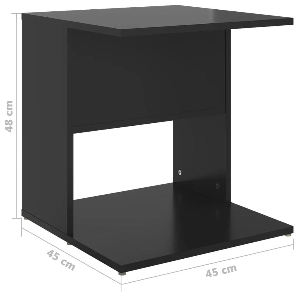 Mesa de apoio 45x45x48 cm contraplacado preto brilhante