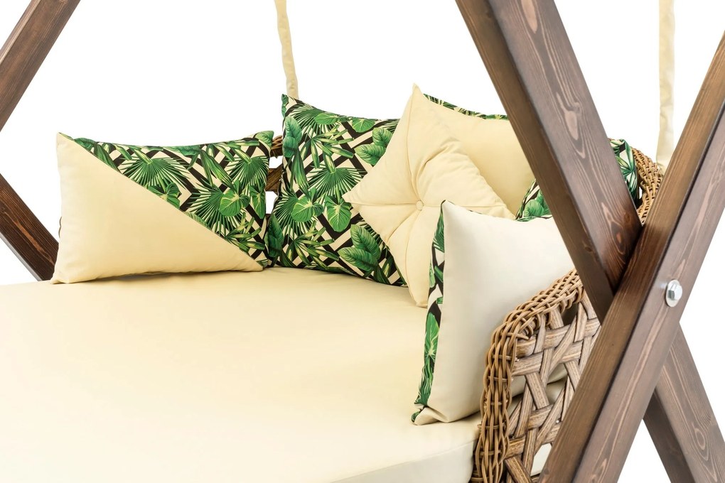 Baloiço Duplo de Jardim Dominic – Madeira de Pinho – Tecido Impermeáve