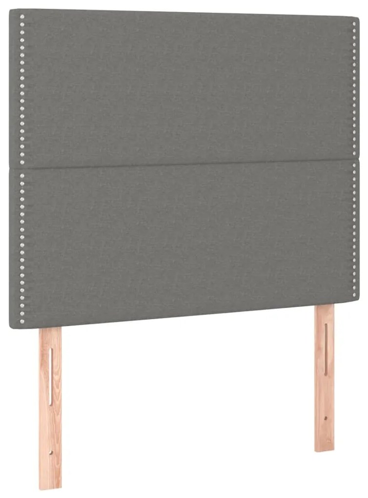 Cabeceira de cama c/ LED tecido 80x5x118/128 cm cinza-escuro