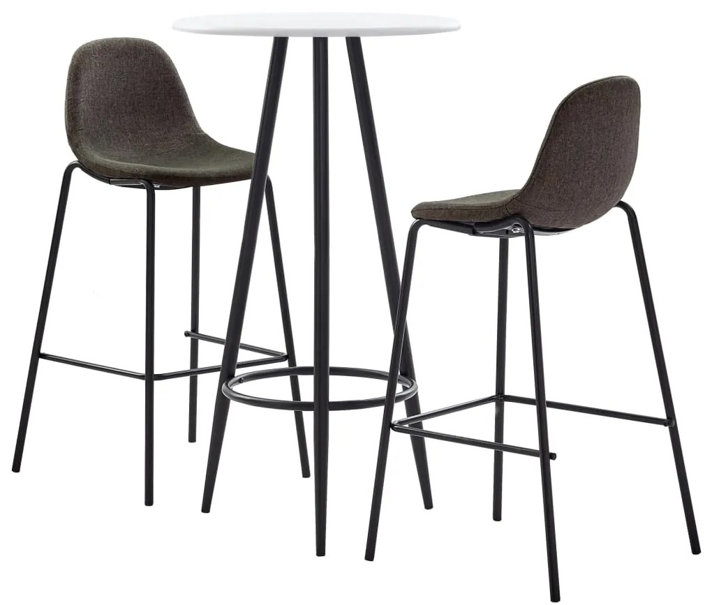 vidaXL 3 pcs conjunto de bar tecido cinzento-escuro