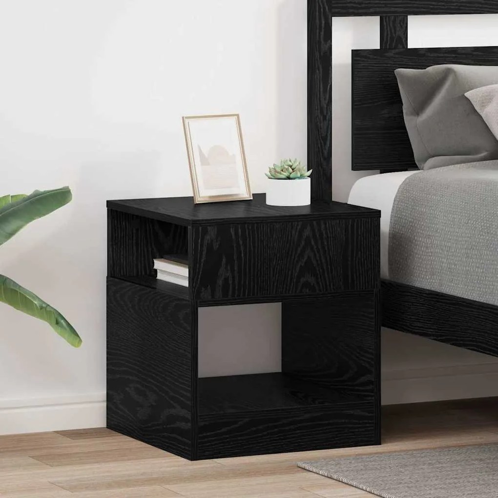 vidaXL Mesa de apoio 2 pcs Carvalho Preto 40,5 x 40 x 45 cm