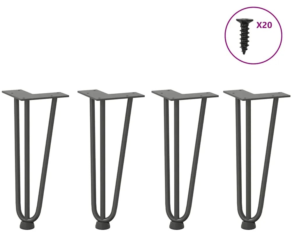 Pernas de grampo para mesa de centro 4 peças antracite 30 cm aço maciç