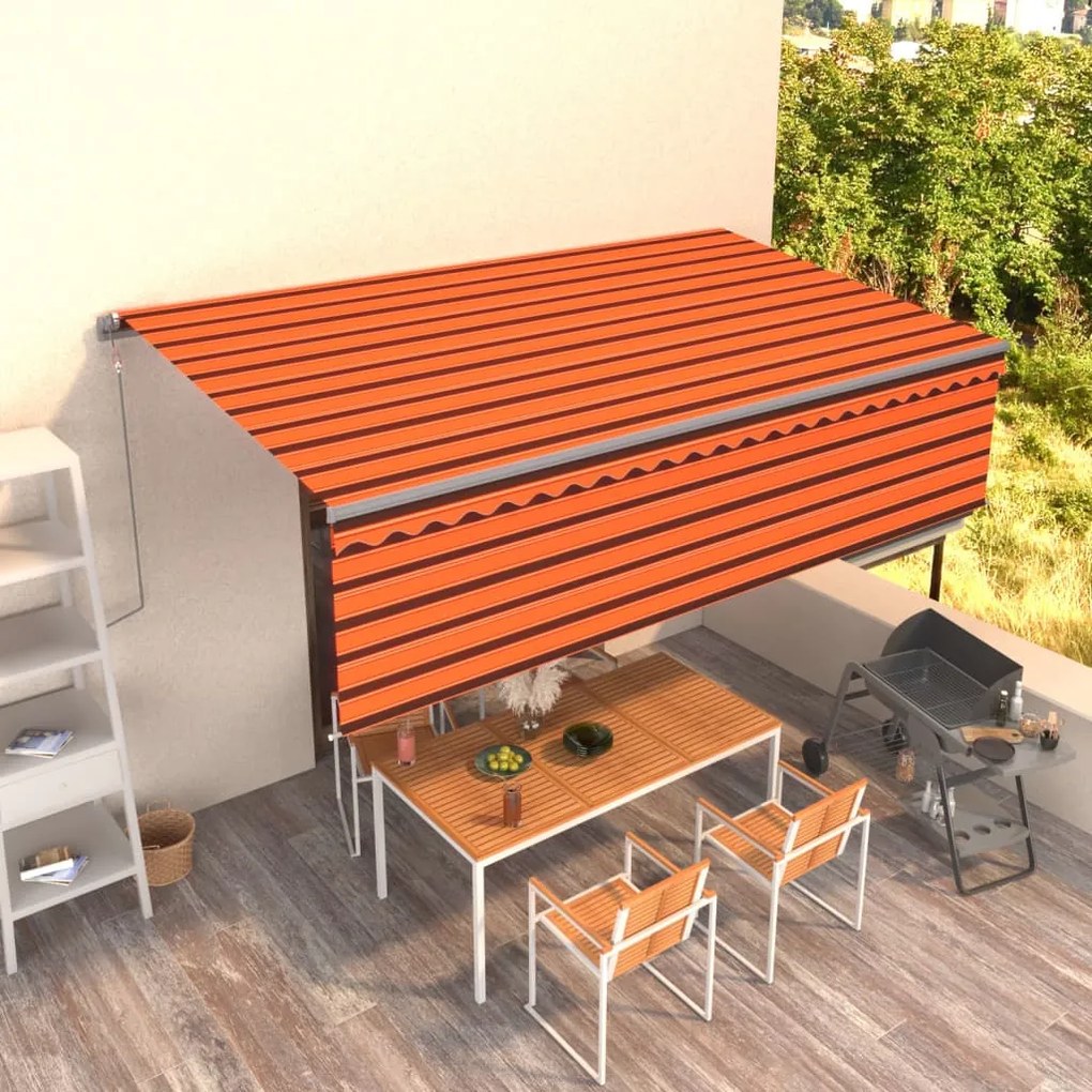vidaXL Toldo retrátil automático com estore 5x3 m laranja e castanho