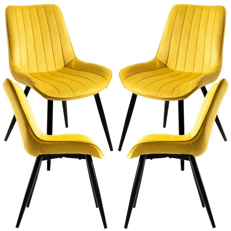 Pack 4 Cadeiras Lene Veludo - Amarelo