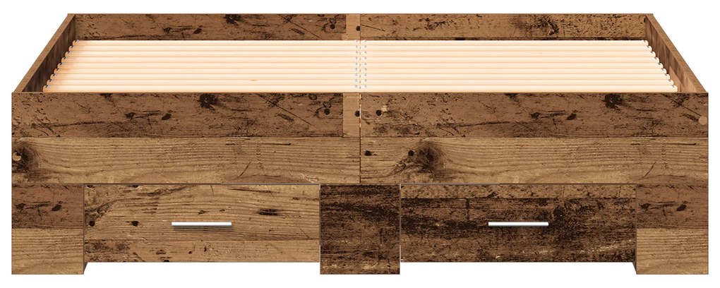 Cama com Gavetas vidaXL Madeira Velha 120x190 cm Madeira de Engenharia