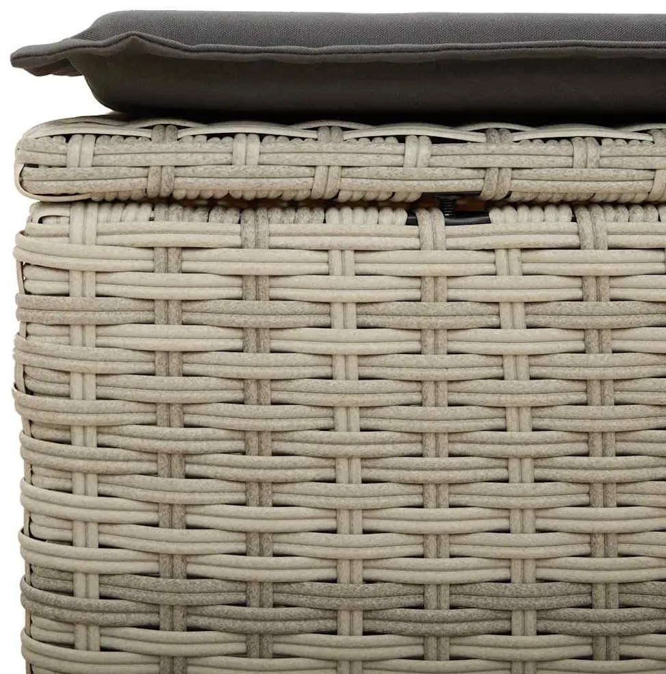 4 pcs conj. sofás jardim c/ almofadões vime PE cinzento-claro
