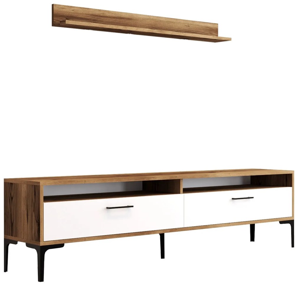 Móvel TV Istanbul – Nogueira e Branco – 180x47x35 cm
