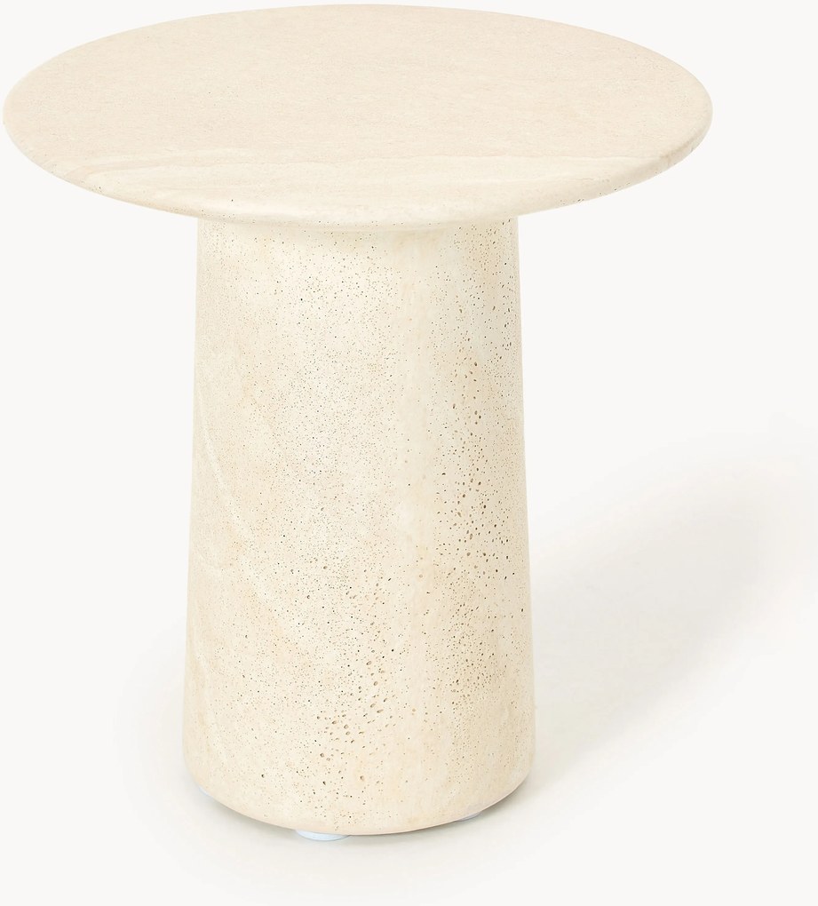 Mesa de apoio redonda com aspeto de travertino Jael